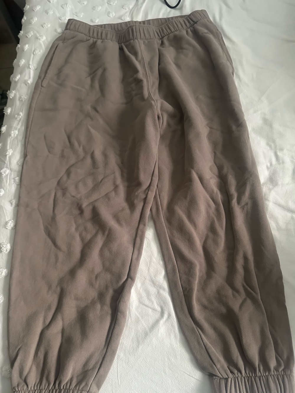 Hollister Neutral Taupe Fleece-Lined Jogger Pants size large length short